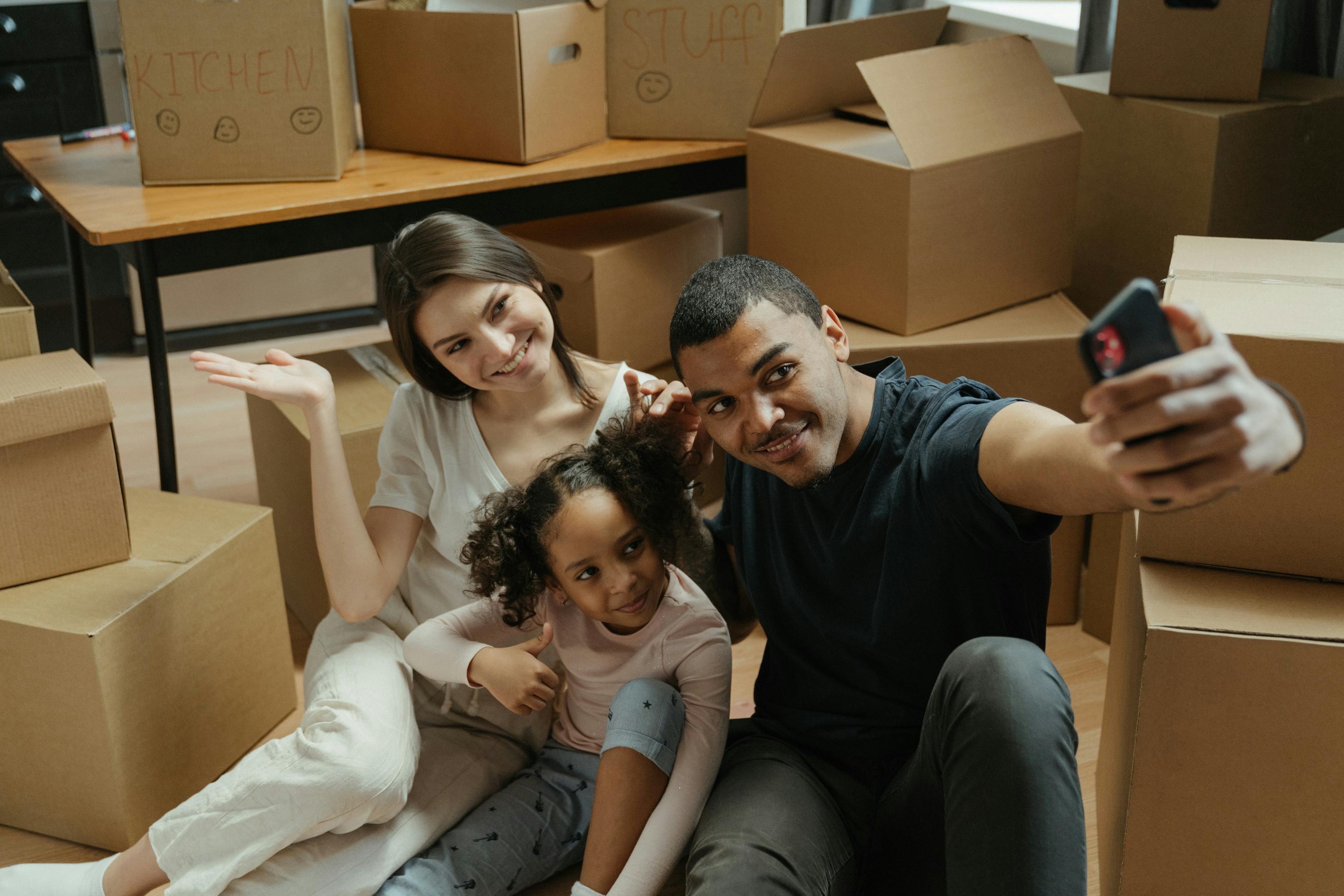 Family moving into a new home
